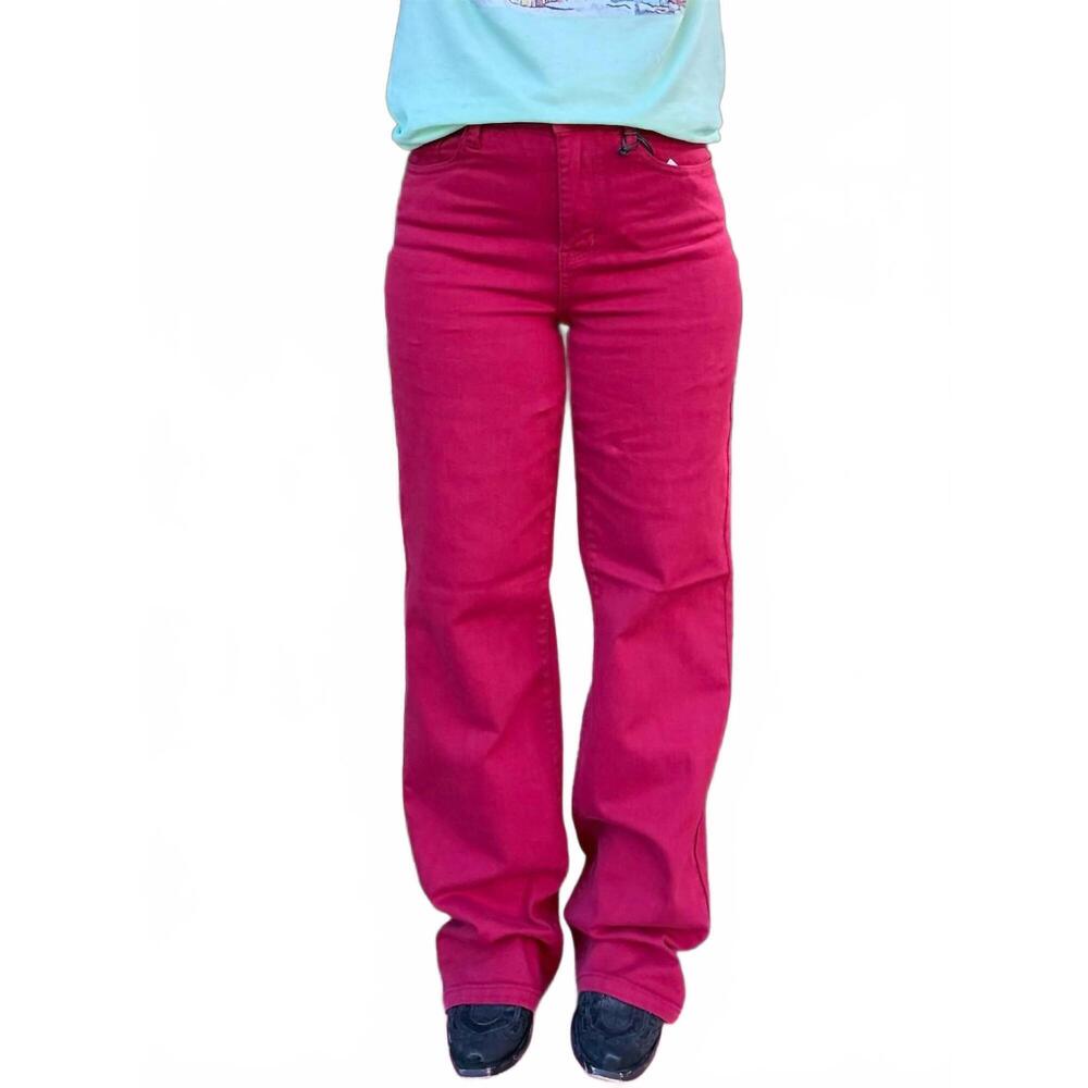 NEW JUDY BLUE high waisted 90's straight leg jean in scarlet